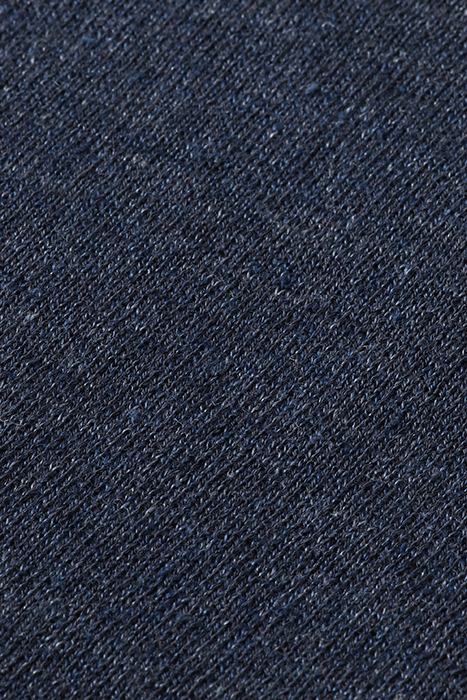 LINEN BLEND CREWNECK PULLOVER WITH FLATLOCK DETAILS NAVY MEL 3