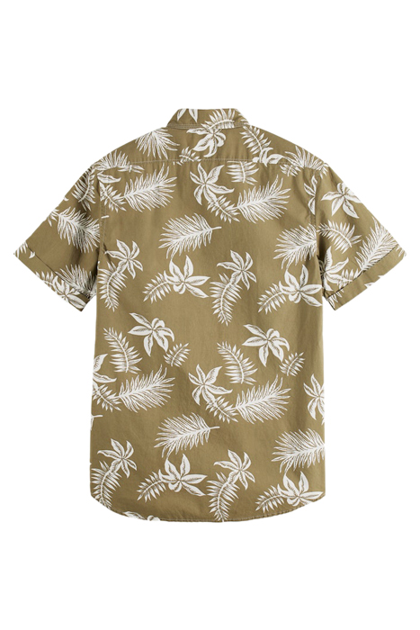 PRINTED & WASHED SHORT SLEEVE POPLIN SHIRT KHAKI LEAF 2