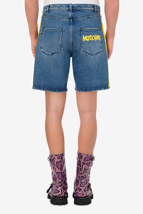 MOSCHINO PAINT DENIM BERMUDA SHORTS BLUE 2