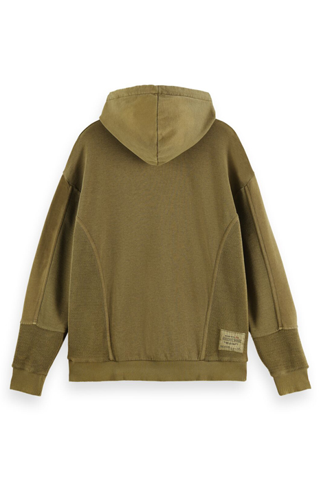 CUT & SEWN PANELLED FELPA HOODIE MILITARY 2