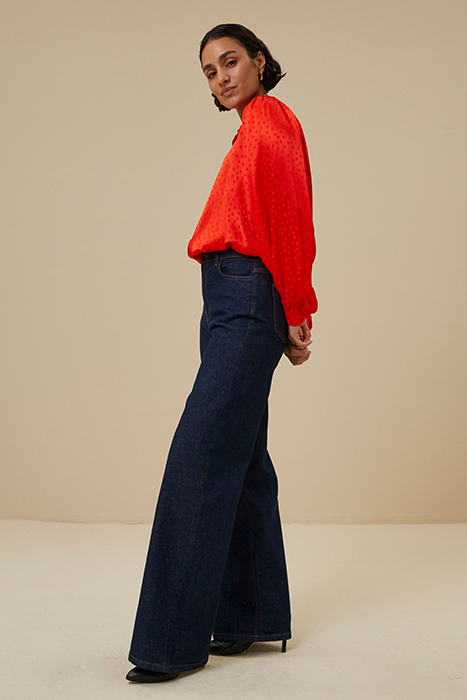 RIKKI SATIN BLOUSE POPPY-RED 4