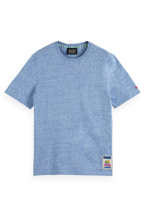 MELANGE TEE WITH CHEST LABEL RIVIERA BLUE MELANGE 1