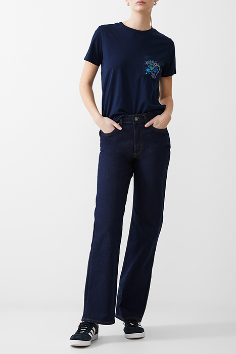 FC FLOWER EMBROIDERED TEE DK NAVY 2