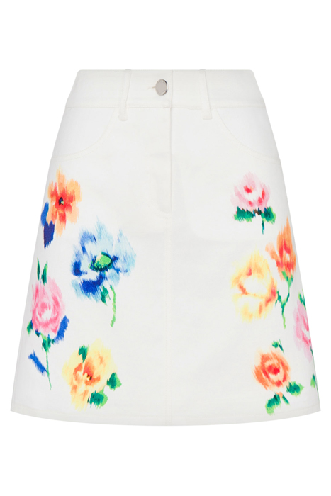 MINI SKIRT IN FLOWER CHINÉ COTTON GABARDINE MULTICOLOR 3