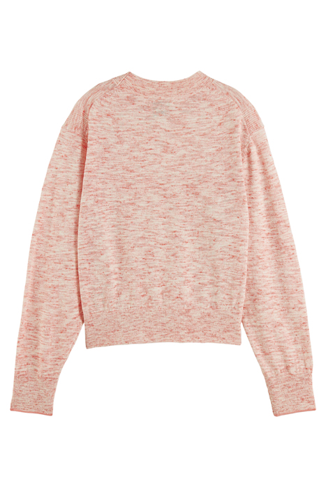 POINTELLE DETAIL CREWNECK PULLOVER PINK PUNCH MELANGE 2