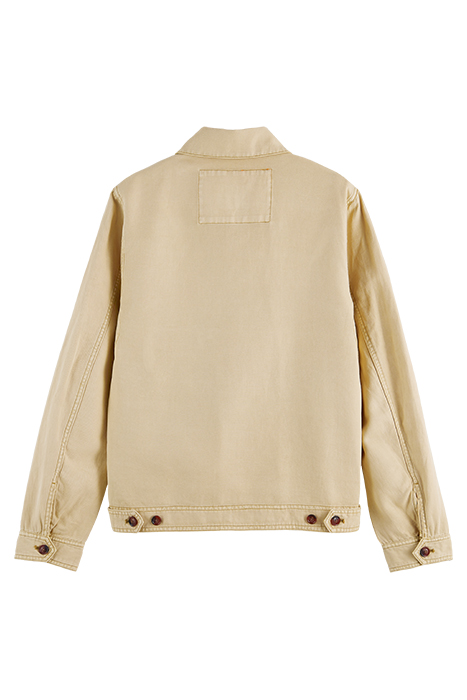 SHORT GARMENT-DYED COTTON-LINEN JACKET SAND 2