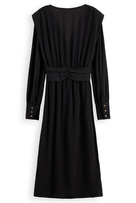 LONG-SLEEVE DRAPED DRESS WITH SLIT DETAIL BLACK 8