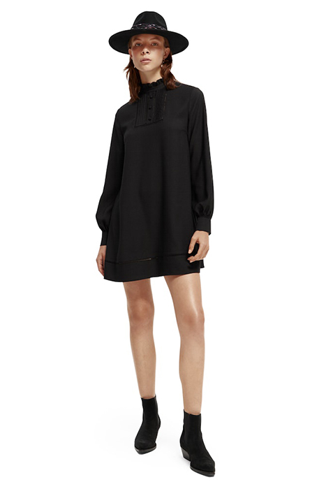 RUFFLED COLLAR MINI DRESS BLACK 4
