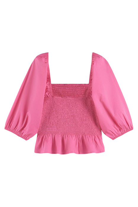 COTTON IN CONVERSION SMOCKED PUFF SLEEVE TOP PINK PUNCH 2