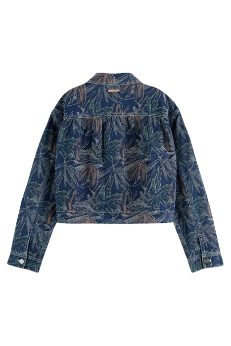 WASHED FLORAL JACQUARD DENIM JACKET WASHED INDIGO 9