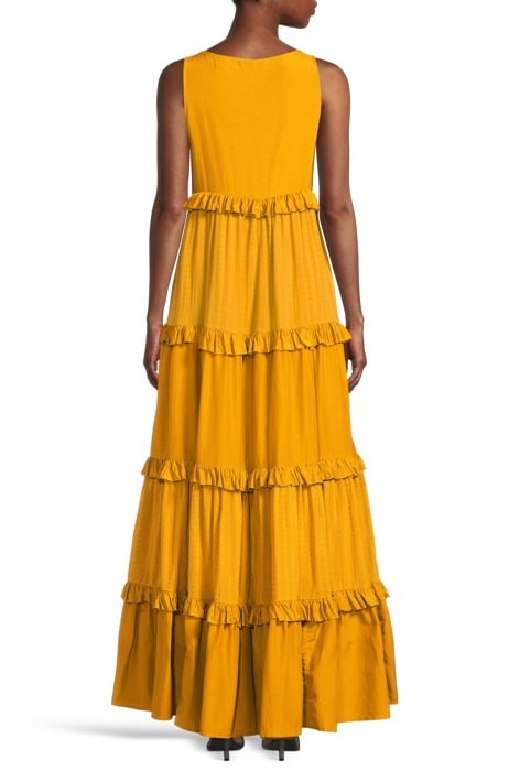 MAXI DRESS WITH RUFFLES IN COTTON SILK QUALITY MIX MUSTARD 3