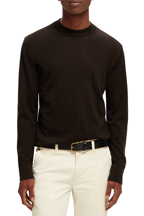 ESSENTIALS - MERINO WOOL LOGO CREWNECK PULLOVER EARTH MELANG 3