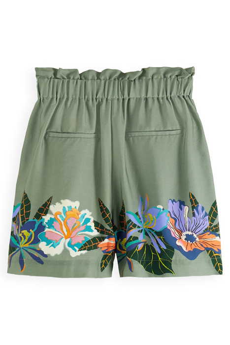 HIGH RISE PRINTED TENCEL TENNIS SHORTS GREEN TENNIS AOP 8