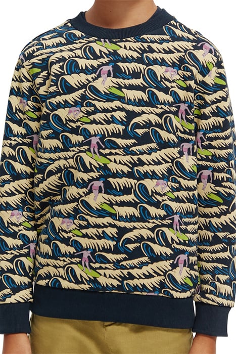 COTTON IN CONVERSION ALL-OVER PRINTED CREWNECK SWEATSHIRT BL 5