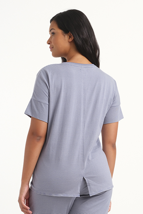 NW TOP TSHIRT LS CLAIRE YARN DYE STRIPE BLUE STRIPED 2