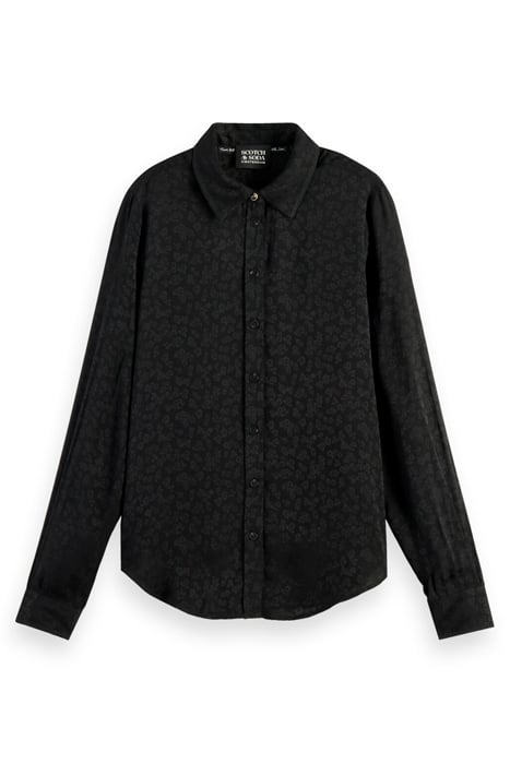 JACQUARD LONG SLEEVE SHIRT WITH EMBROIDERY DETAILS BLACK 1