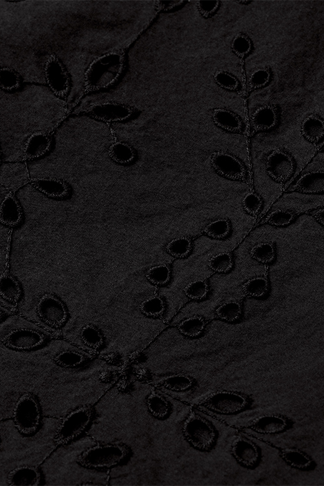 PUFF SLEEVE EMBROIDERED ORGANIC COTTON SHIRT DRESS BLACK 7