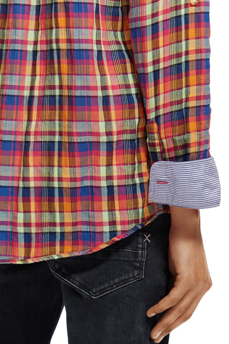 LIGHT WEIGHT VOILE SHIRT WITH SEERSUCKER RED/MULTI CHECK 6