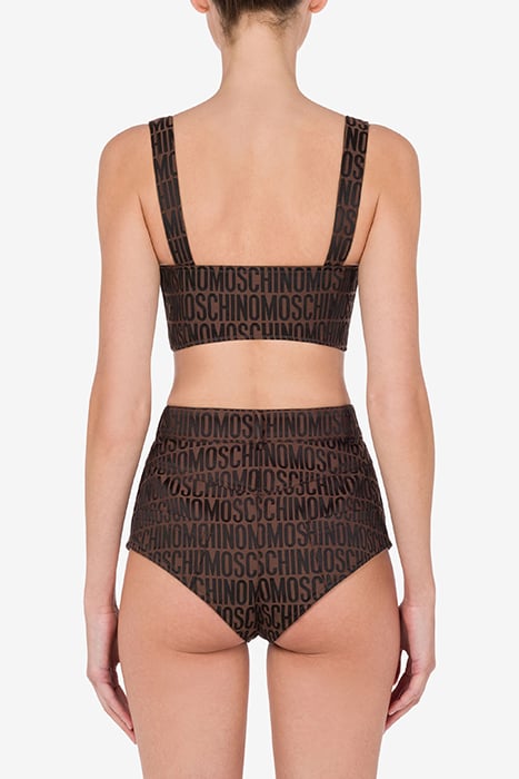 ALLOVER LOGO NYLON CROP TOP BROWN 2