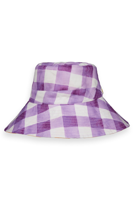REVERSIBLE PRINTED CHECK HAT PAPAYA BISTRO CHECK 3