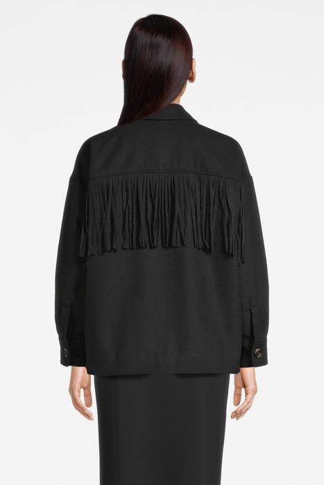 FRINGED OVERSIZED WOOL BLEND SHIRT JACKET BLACK 3