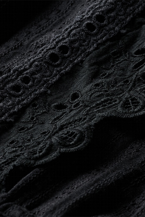 MINI SHIRT DRESS WITH LACE DETAIL IN ORGANIC COTTON BLACK 7