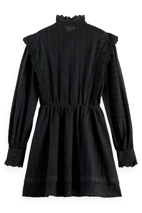 MINI SHIRT DRESS WITH LACE DETAIL IN ORGANIC COTTON BLACK 8
