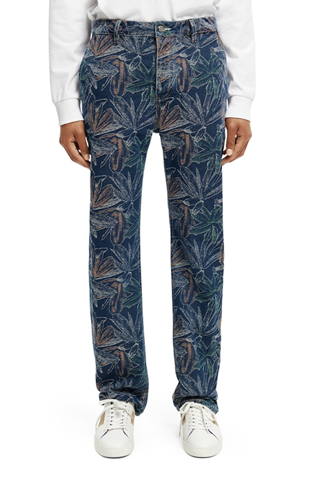 THE VERVE FLORAL JACQUARD DENIM WORKWEAR PANT INDIGO JACQUAR 2