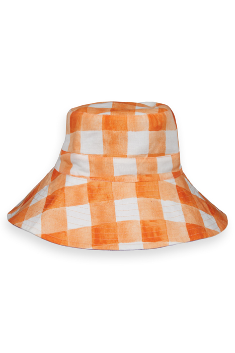 REVERSIBLE PRINTED CHECK HAT PAPAYA BISTRO CHECK 2