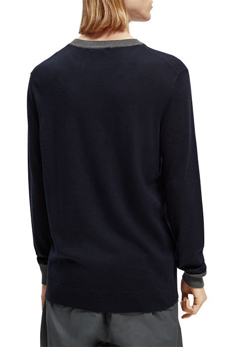 CONTRAST-TRIMMED LIGHTWEIGHT WOOL-BLEND CREWNECK PULLOVER NA 4