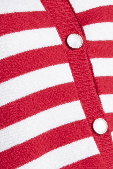 BOXY STRIPE CARDIGAN POPPY/IVORY 2