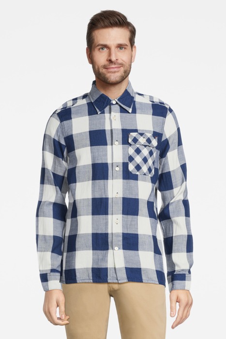 INDIGO CHECKED 1 POCKET WORKWEAR REGULAR FIT SHIRT COMBO A 2