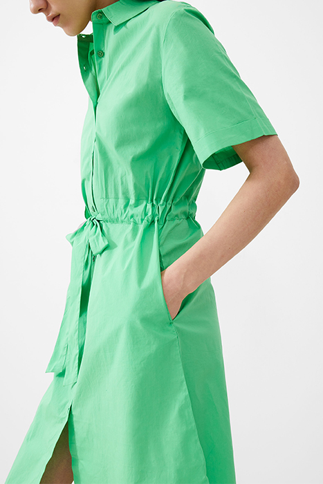 POPLIN TIE SHIRT DRESS MIDI POISE GREEN 6