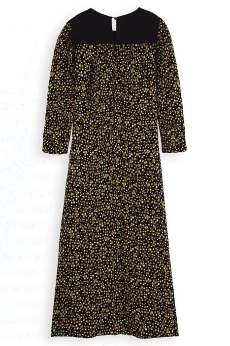 DRESS WITH GATHERS AND HI LOW HEM SPACE FLORAL CINNAMON SPIC 2