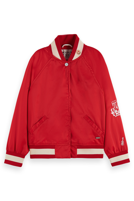 OVERSIZED VARSITY BOMBER JACKET AMP RED 4