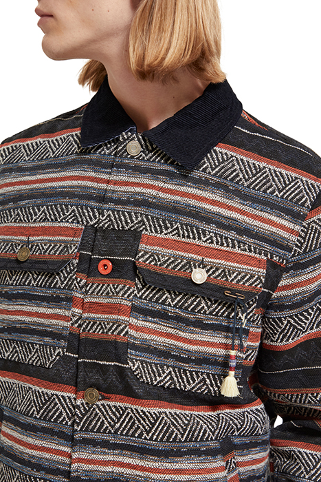 COTTON-BLEND JACQUARD TRUCKER JACKET NIGHT MULTICOLOUR STRIP 7