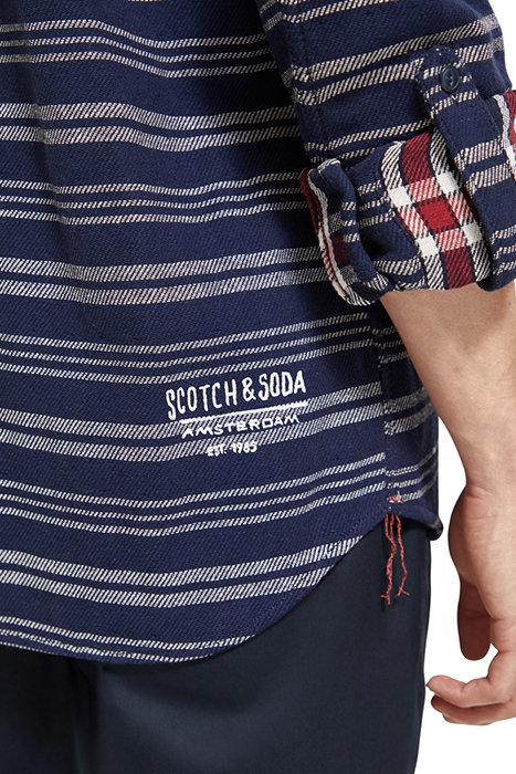 ARCHIVE DOUBLE FACE TWILL CHECK BLUE STRIPE 9