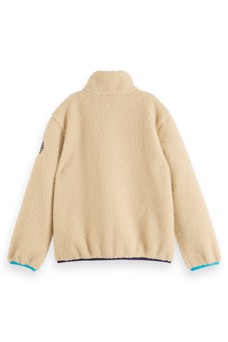 CONTRAST NYLON DETAIL ZIP-THROUGH TEDDY JACKET ECRU 6