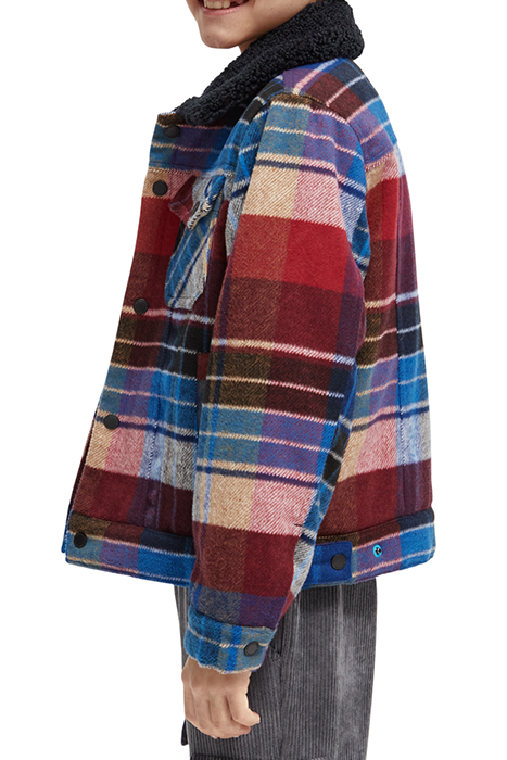 WOOL BLEND CHECK TRUCKER JACKET WITH REPREVE® FILLING BLUE M 9