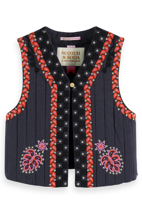 SHORTER-LENGTH EMBROIDERED GILET MIDNIGHT 3