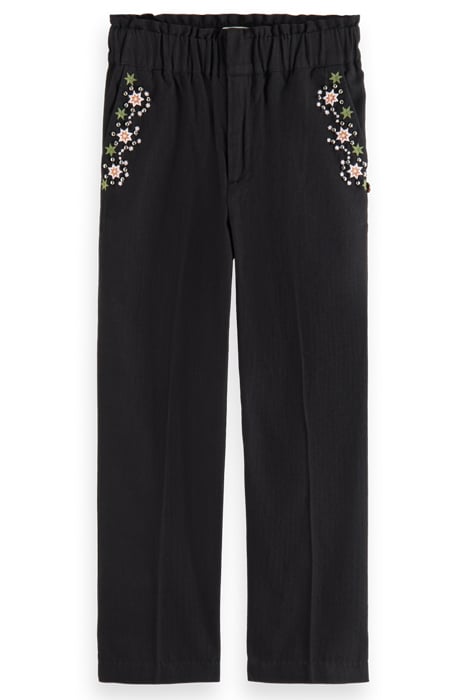 HIGH-RISE EMBROIDERED PANTS BLACK 4