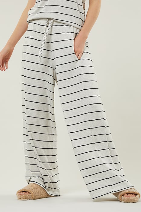 WIDE PANTS SINGLE STRIPE SOFT WHITE/BLACK by 10DAYS