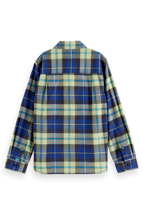 YARN-DYED CHECK FLANNEL SHIRT IN ORGANIC COTTON BLUE MULTICO 5