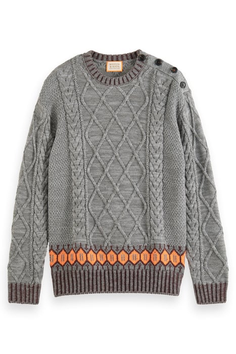 DROPPED SHOULDER FIT WOOL BLEND STRUCTURE SWEATER GREY MELAN 4