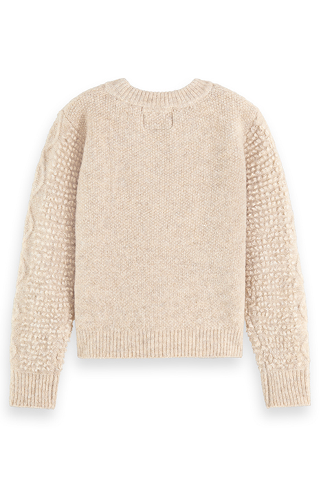 CABLE KNIT PULLOVER ECRU MELANGE 5