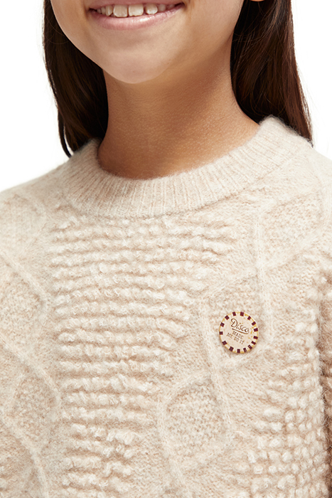 CABLE KNIT PULLOVER ECRU MELANGE 7