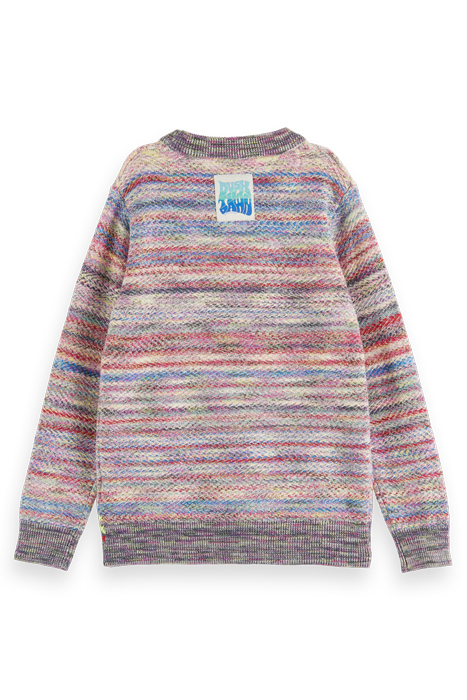 STRUCTURED SPACE-DYED PULLOVER STEEL/BERRY STRIPE 5