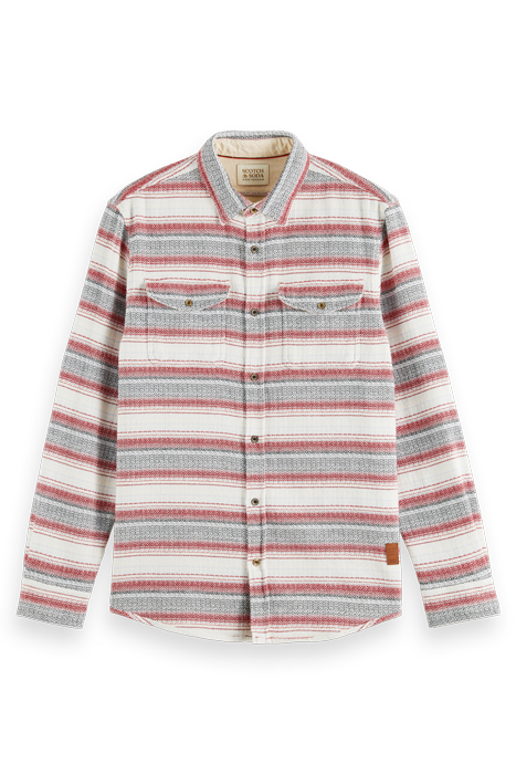 WAFFLE CHECK STRIPE SHIRT MULTI BLUE STRIPE 4