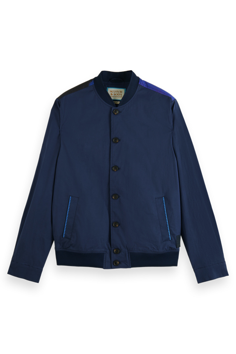 STRETCH POPLIN BOMBER JACKET WITH PRINTED BACK PANEL STEEL 4