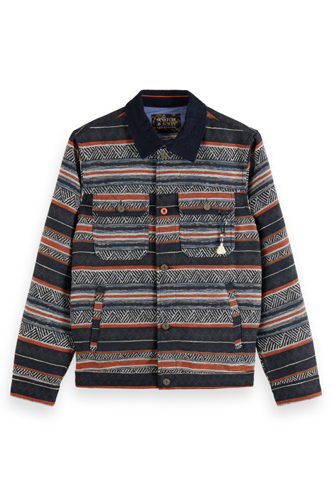 COTTON-BLEND JACQUARD TRUCKER JACKET NIGHT MULTICOLOUR STRIP 4